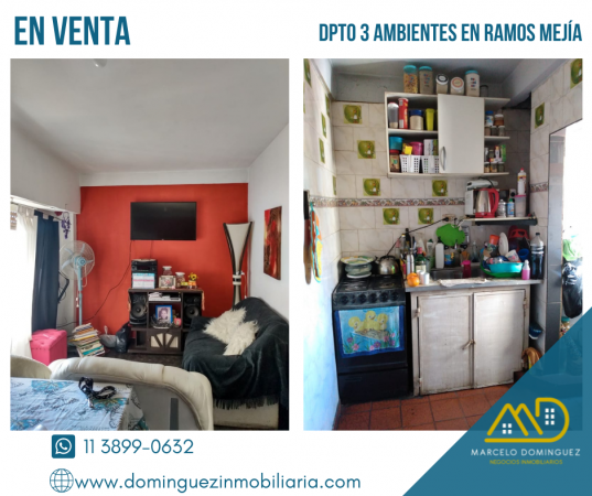 DEPARTAMENTO 3 AMBIENTES EN RAMOS MEJIA EN VENTA